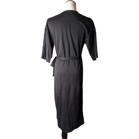 Zara Black wrap spring summer dress nylon viscose EUC Women's Small v neck - Picture 2 of 6